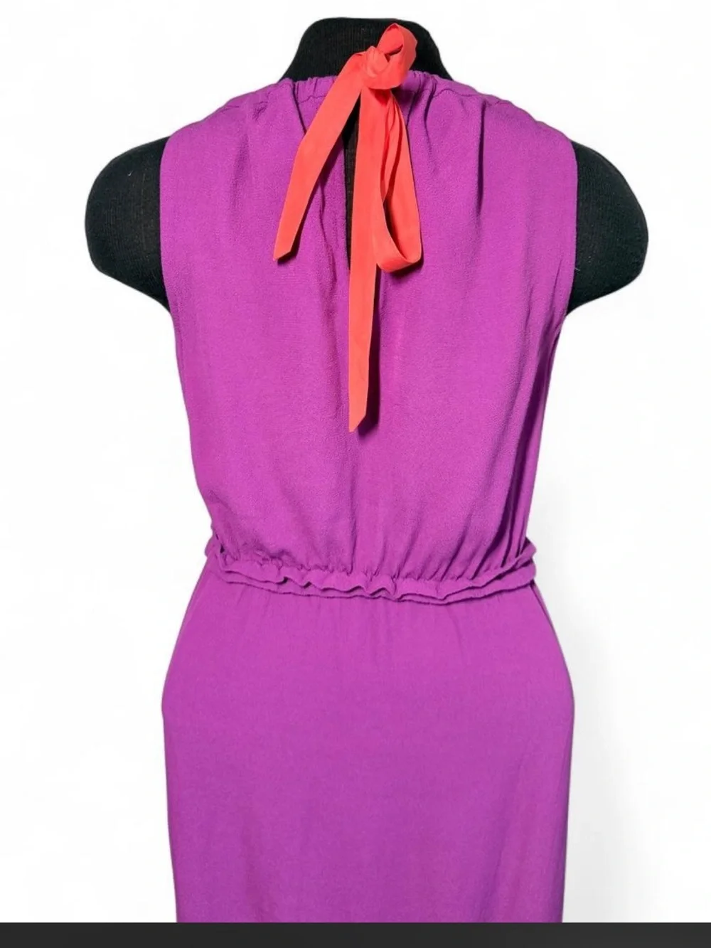 Kate Spade New York Purple Sleeveless Crepe Dress Orange Bow Back XS